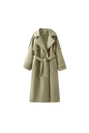 ' Emma' Green Long Wool Overcoat