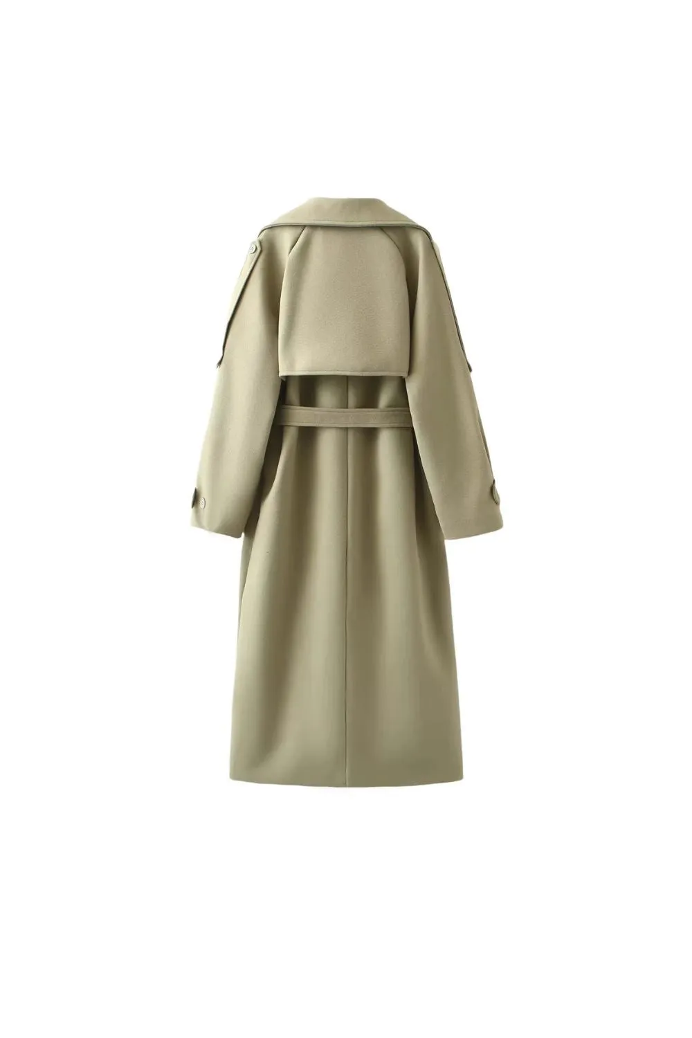 ' Emma' Green Long Wool Overcoat