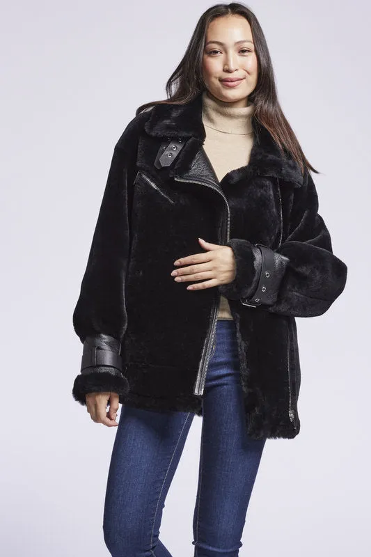 #126 Plush Shearling Moto Jacket    $500