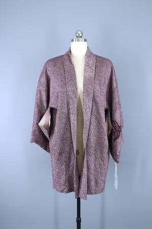 1960s Vintage Haori Kimono Jacket / Purple Dyed Shibori