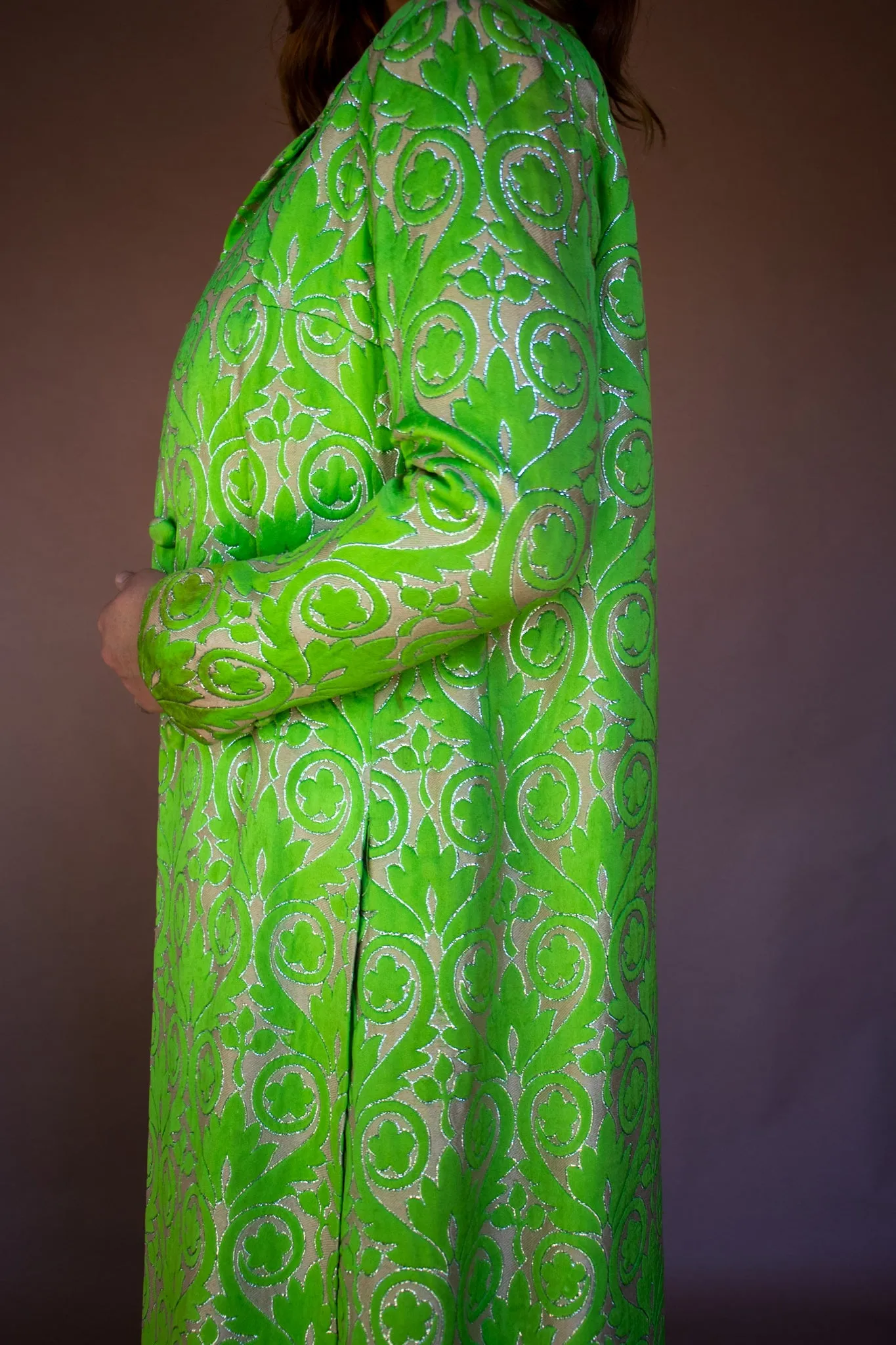 60s Bright Green Tapestry Coat