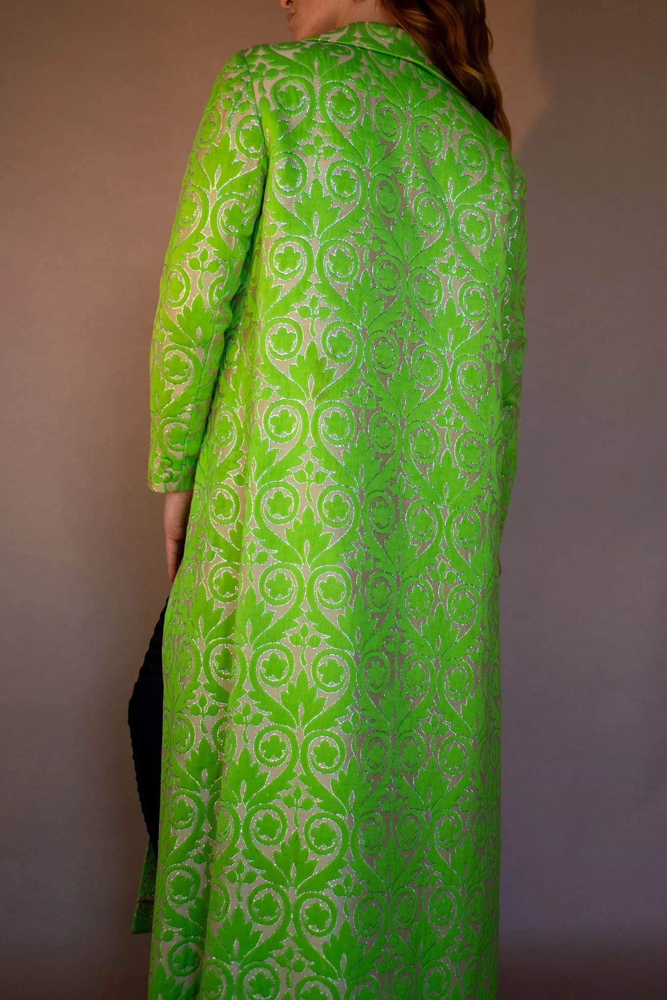 60s Bright Green Tapestry Coat