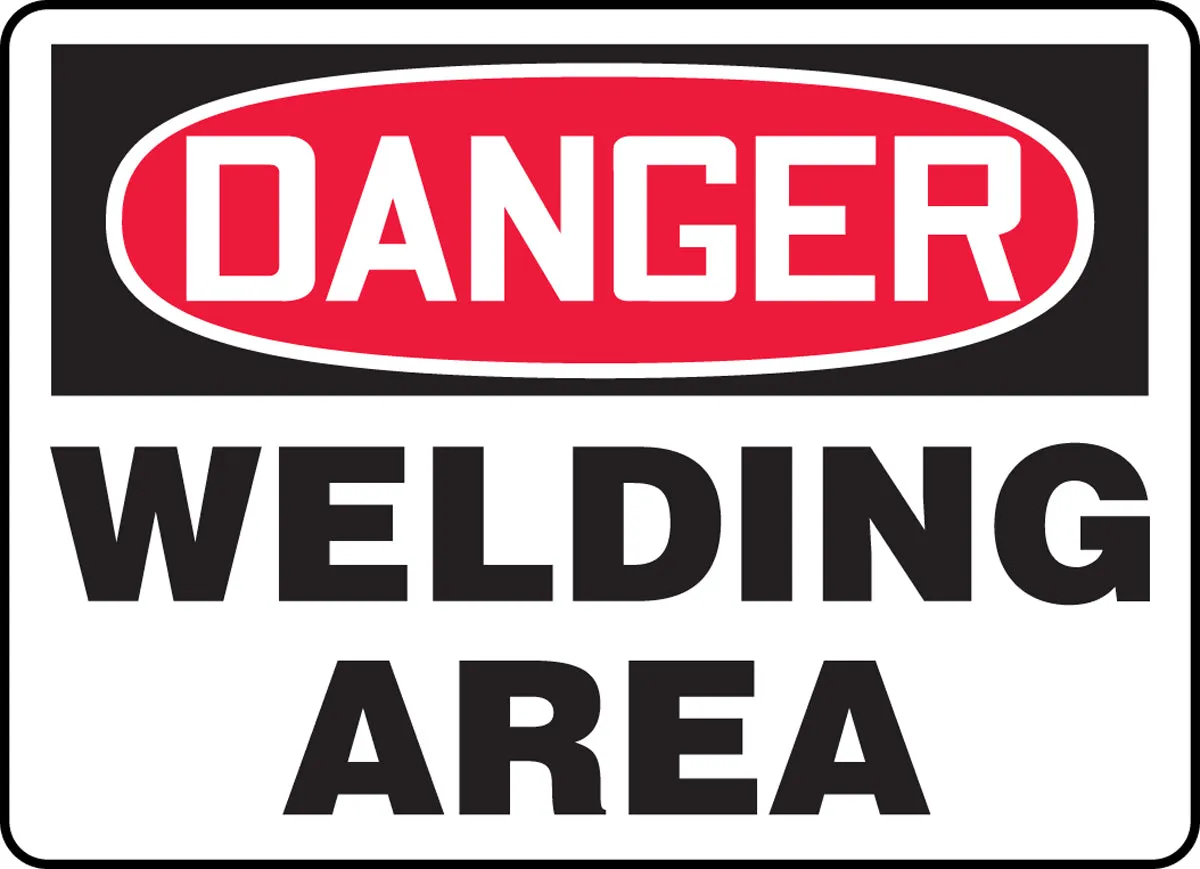 Accuform® 10" X 14" Red, Black And White Aluminum Safety Signs "DANGER WELDING AREA"