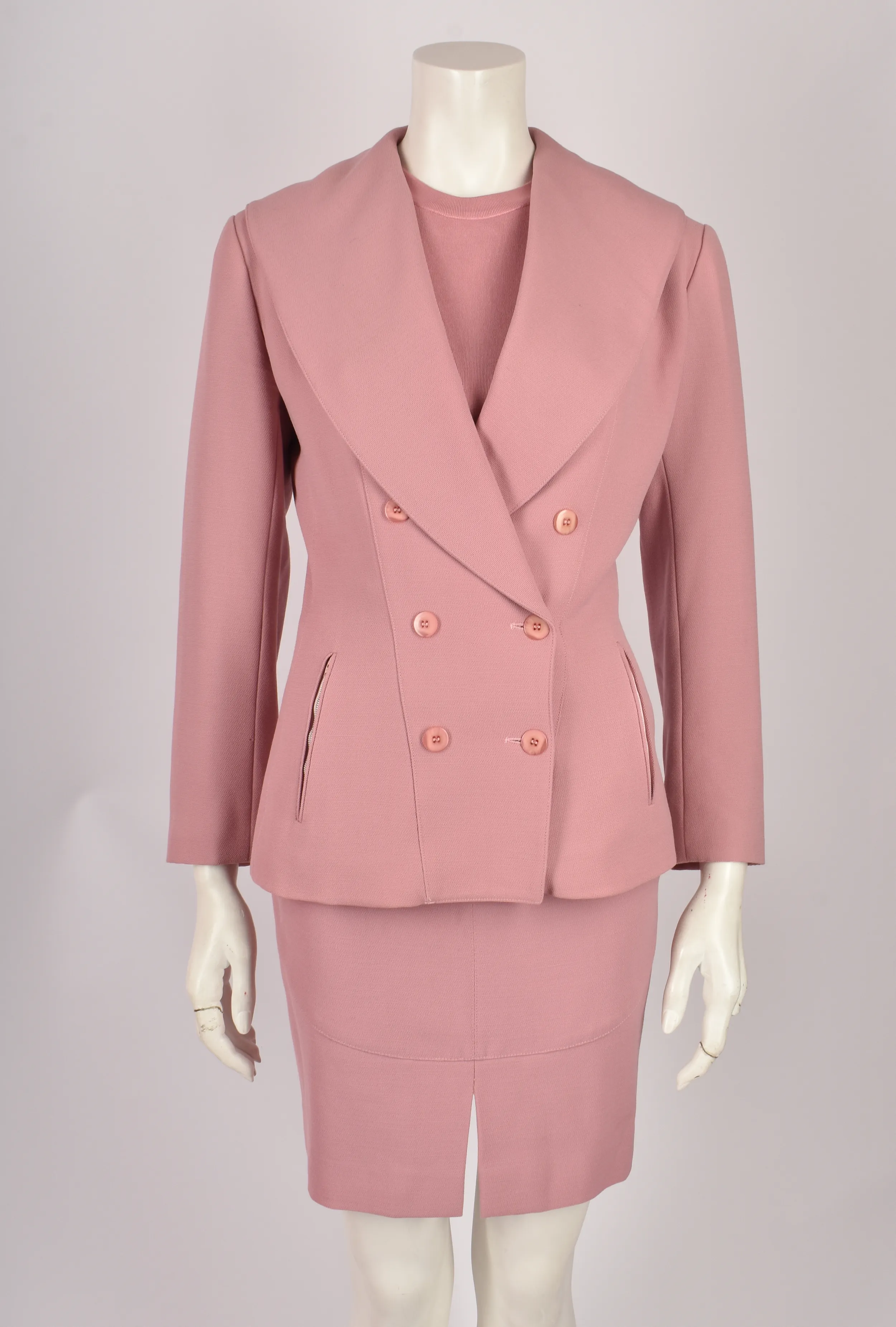 ALAIA A/W 1990 RUNWAY BLUSH PINK 5-PIECE SUIT