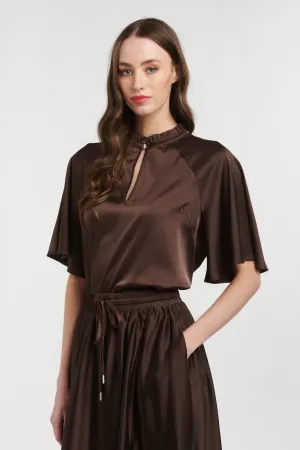 Angelica Satin Top Choc