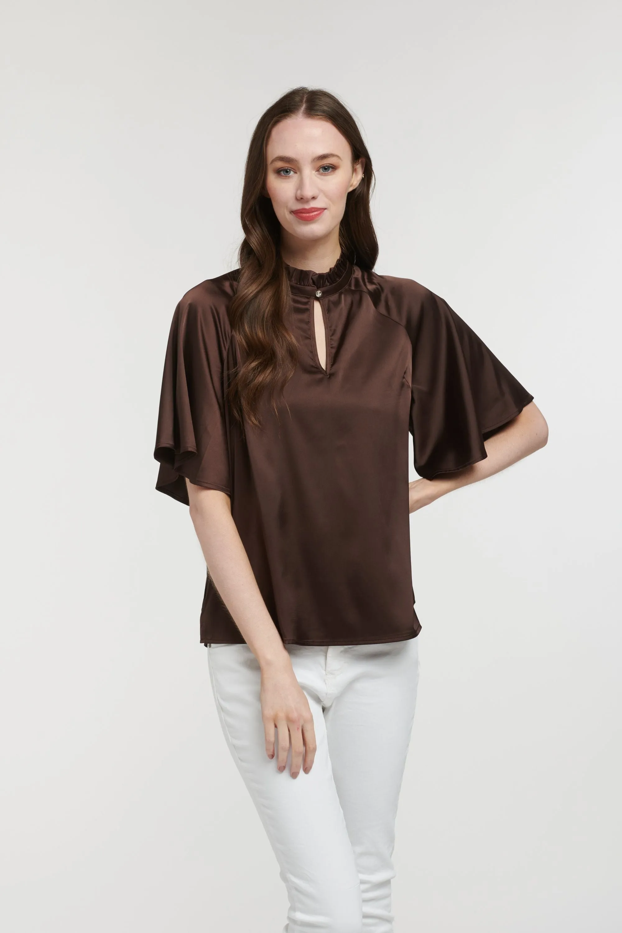 Angelica Satin Top Choc