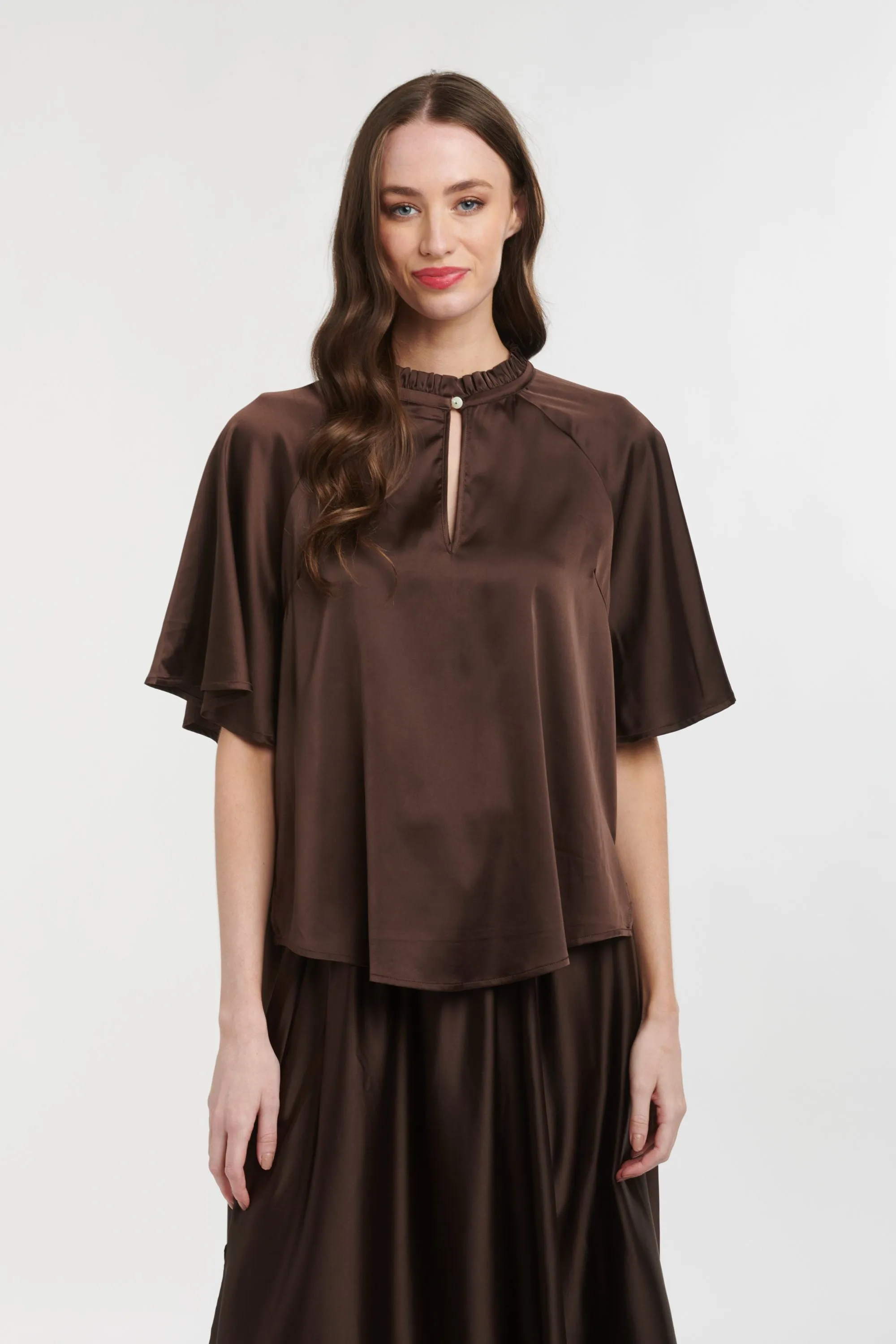 Angelica Satin Top Choc