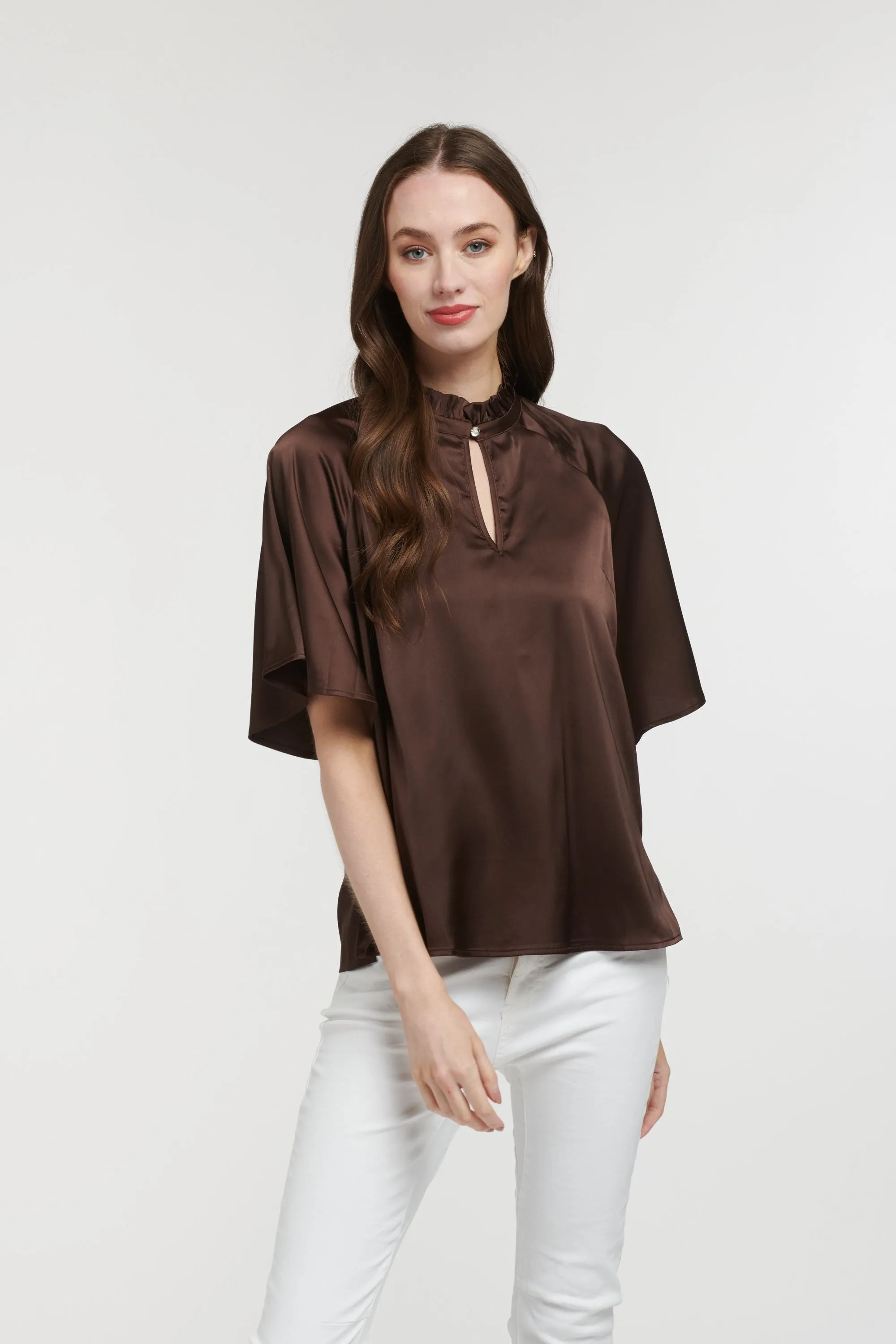 Angelica Satin Top Choc