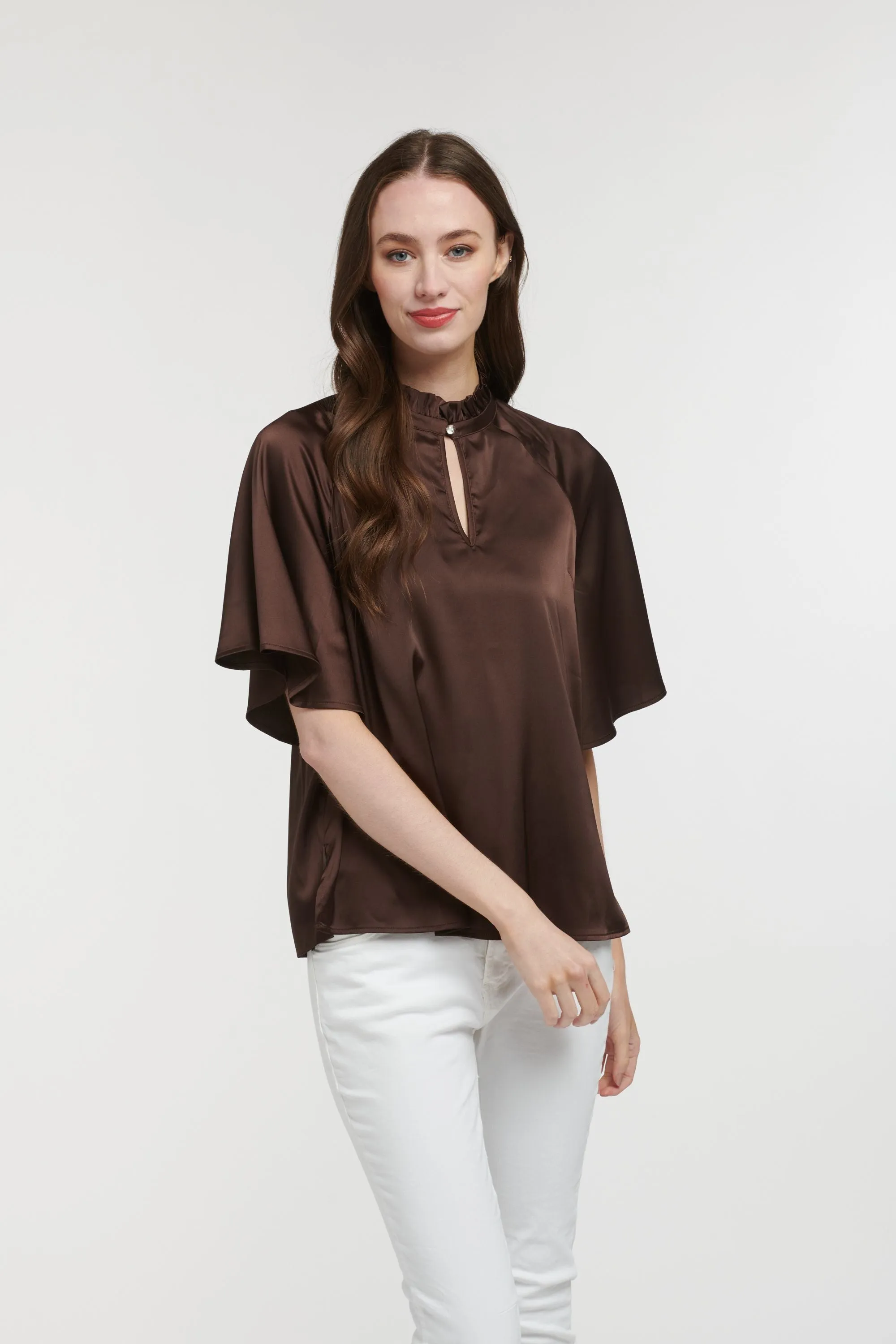 Angelica Satin Top Choc