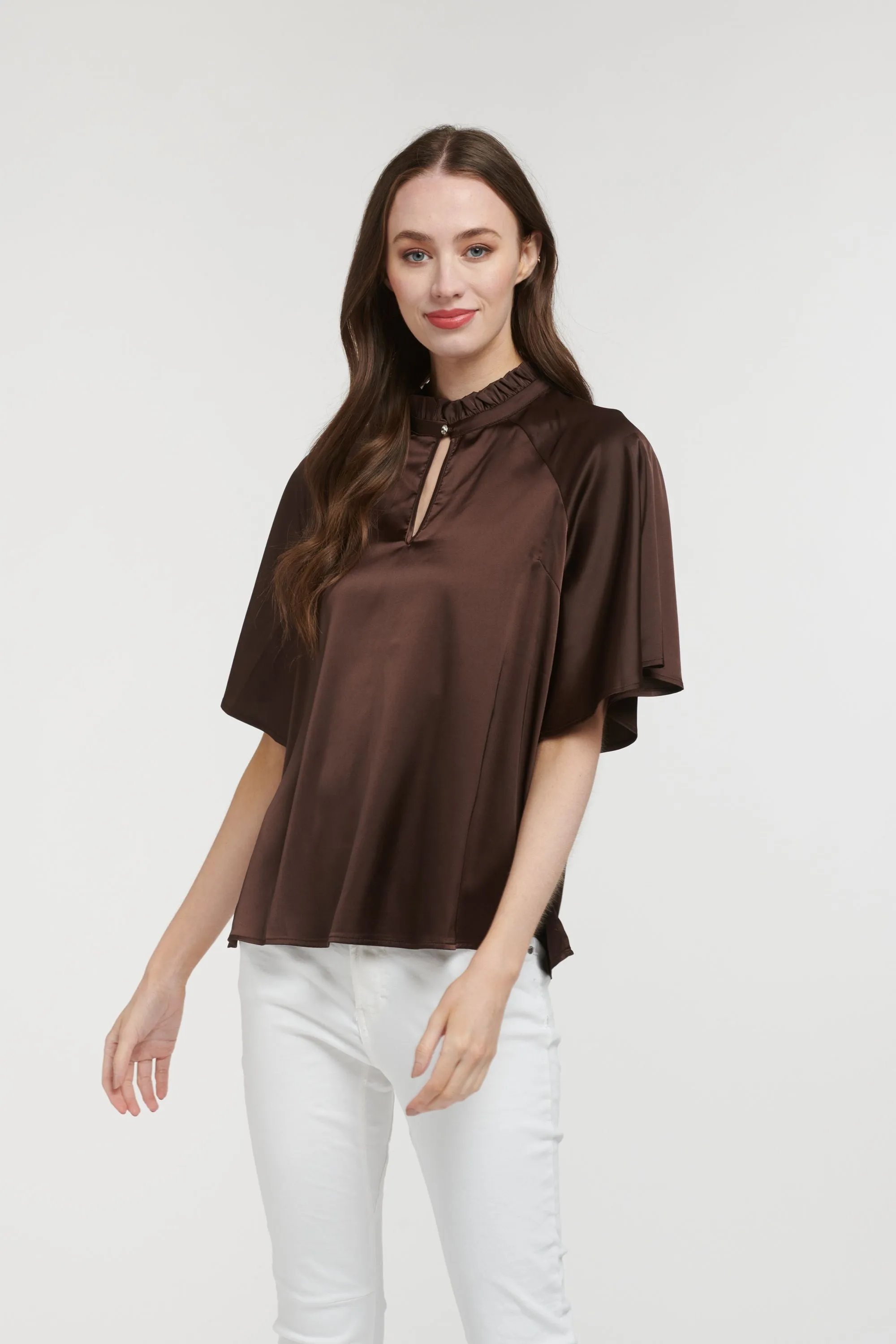 Angelica Satin Top Choc