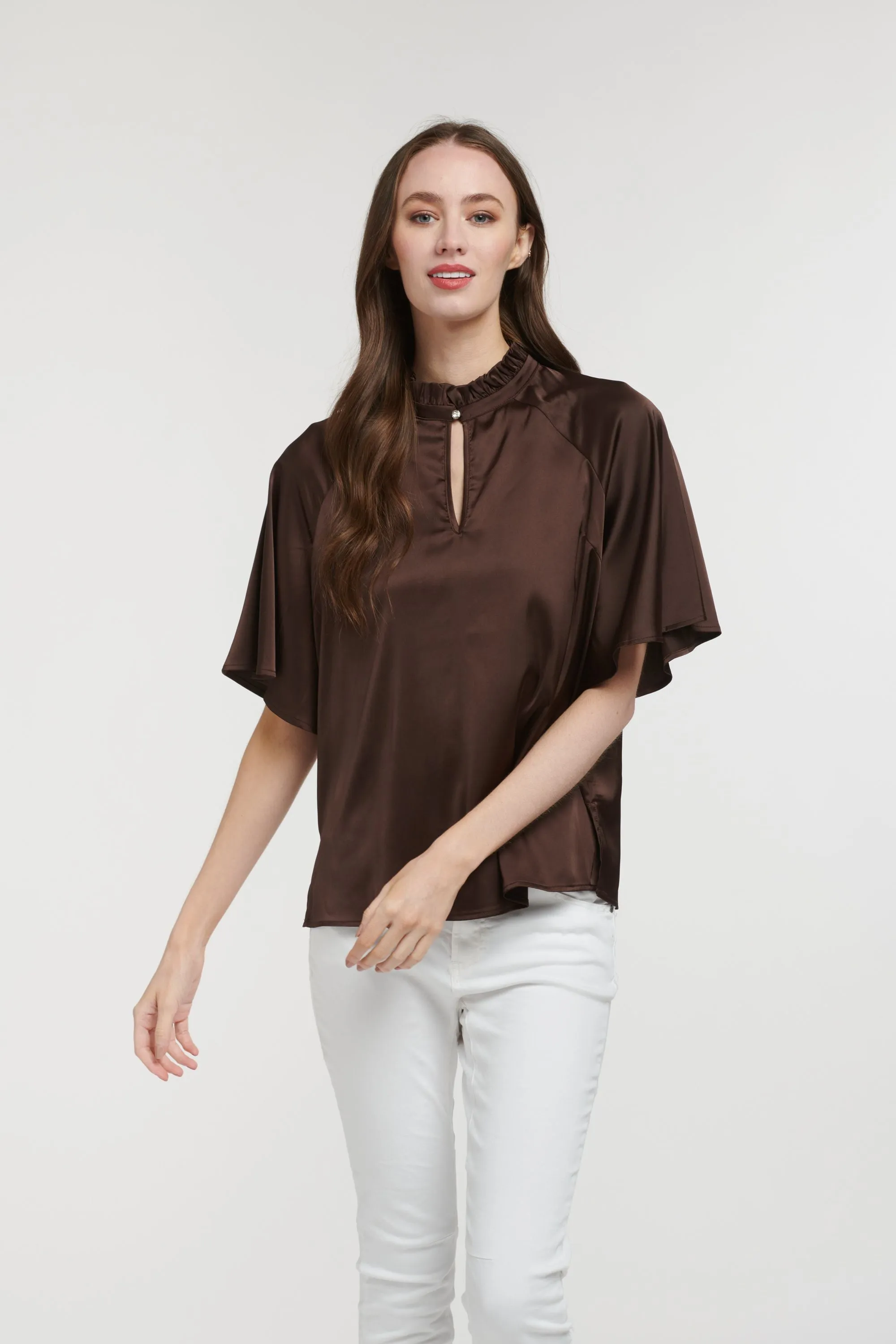 Angelica Satin Top Choc