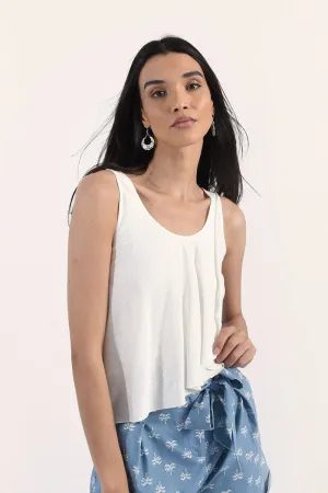 Asymmetric Overlay Tank Top - White