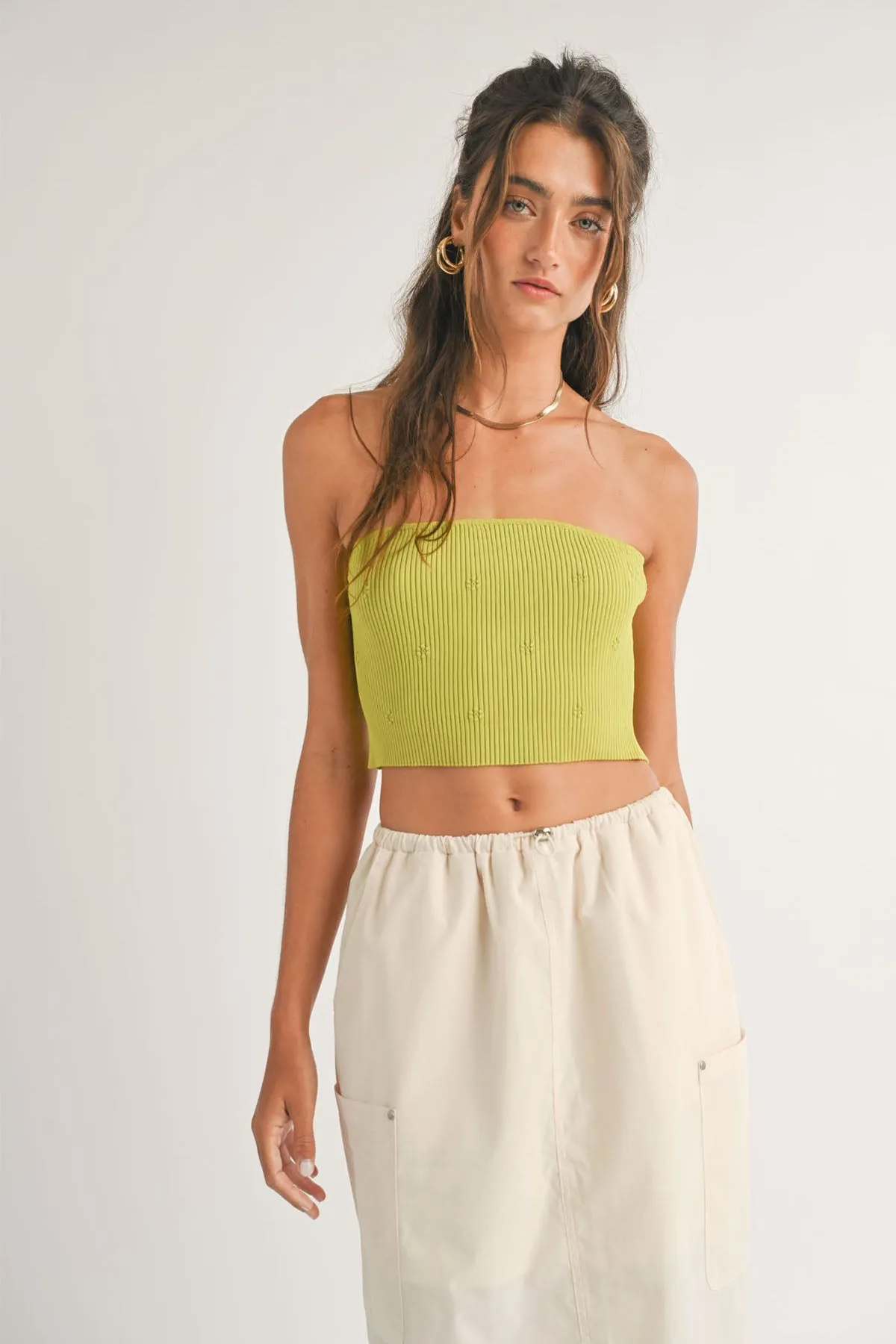 AYLA FLOWER RIB TUBE TOP