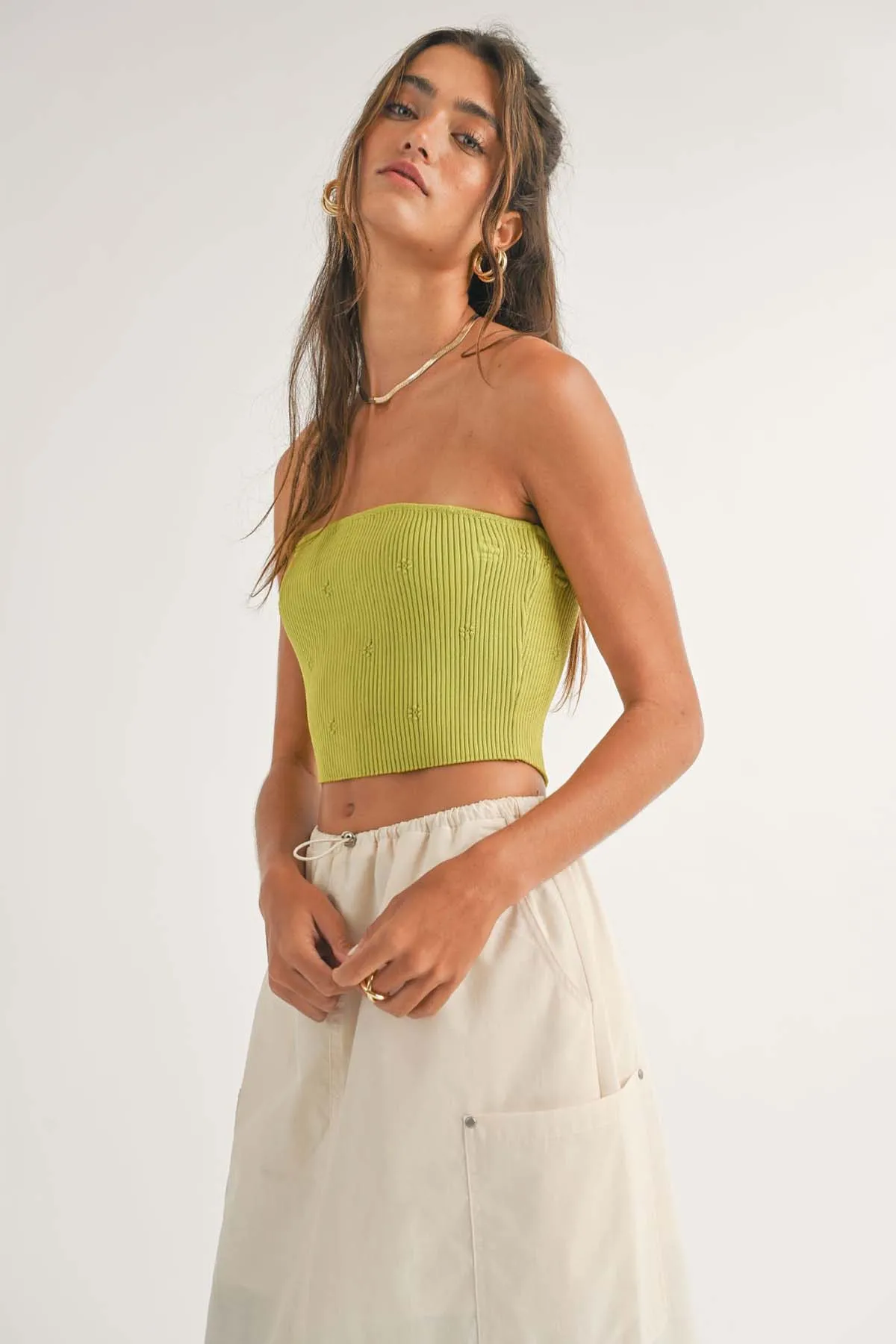 AYLA FLOWER RIB TUBE TOP