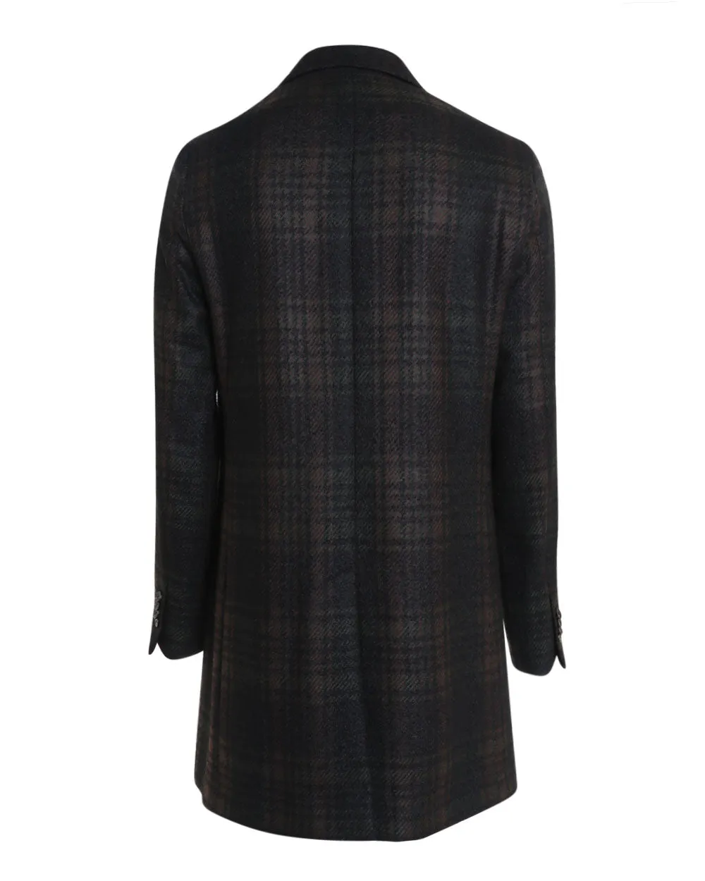 Black and Green Wool Blend Plaid Overcoat