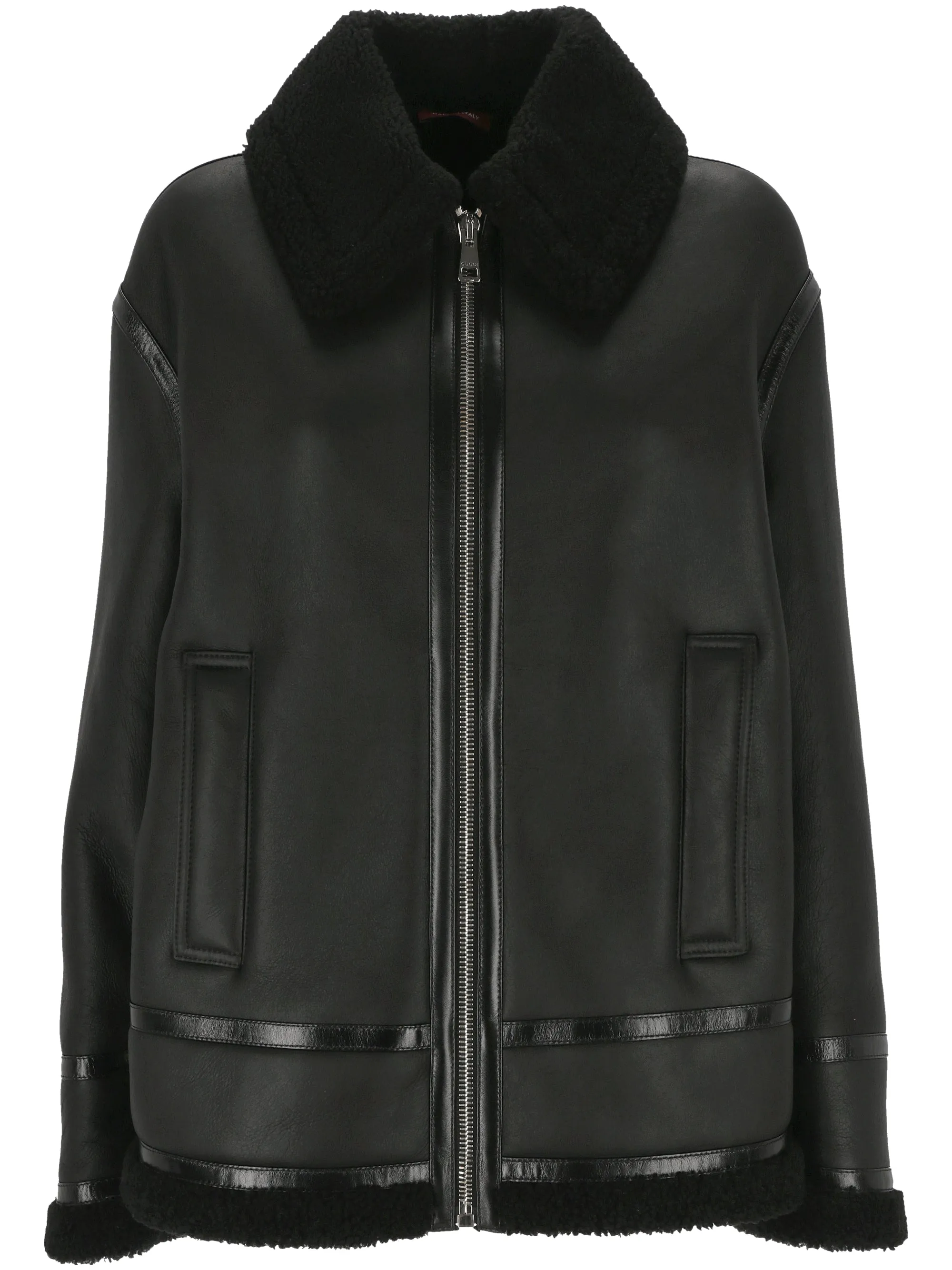 Black Lambskin Shearling Trim Jacket