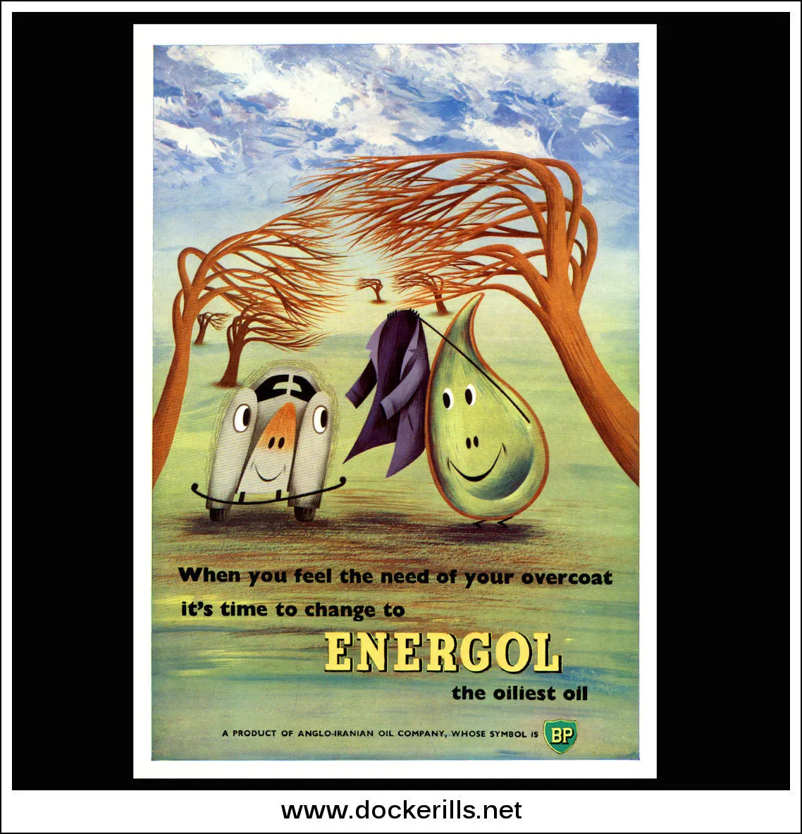 BP Energol Oil. Original Vintage Advert From October 24th, 1953.