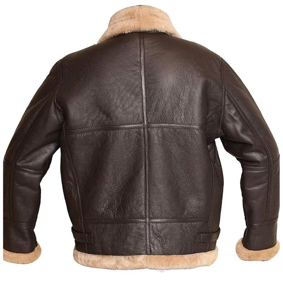 Brown Bomber Shearling Leather Jacket For Men