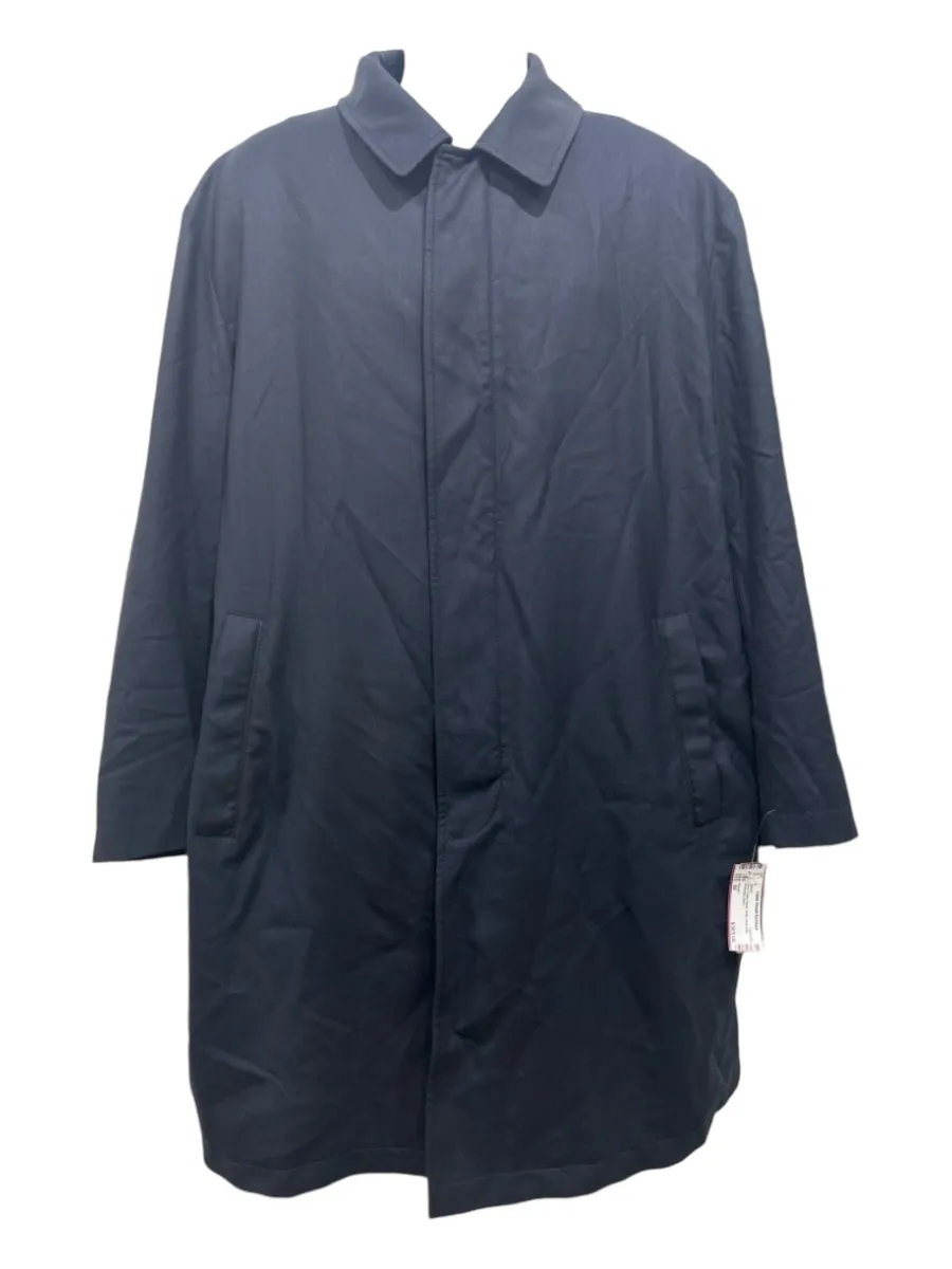 Canali Size 50 Navy Cotton Blend Solid Overcoat Men's Jacket