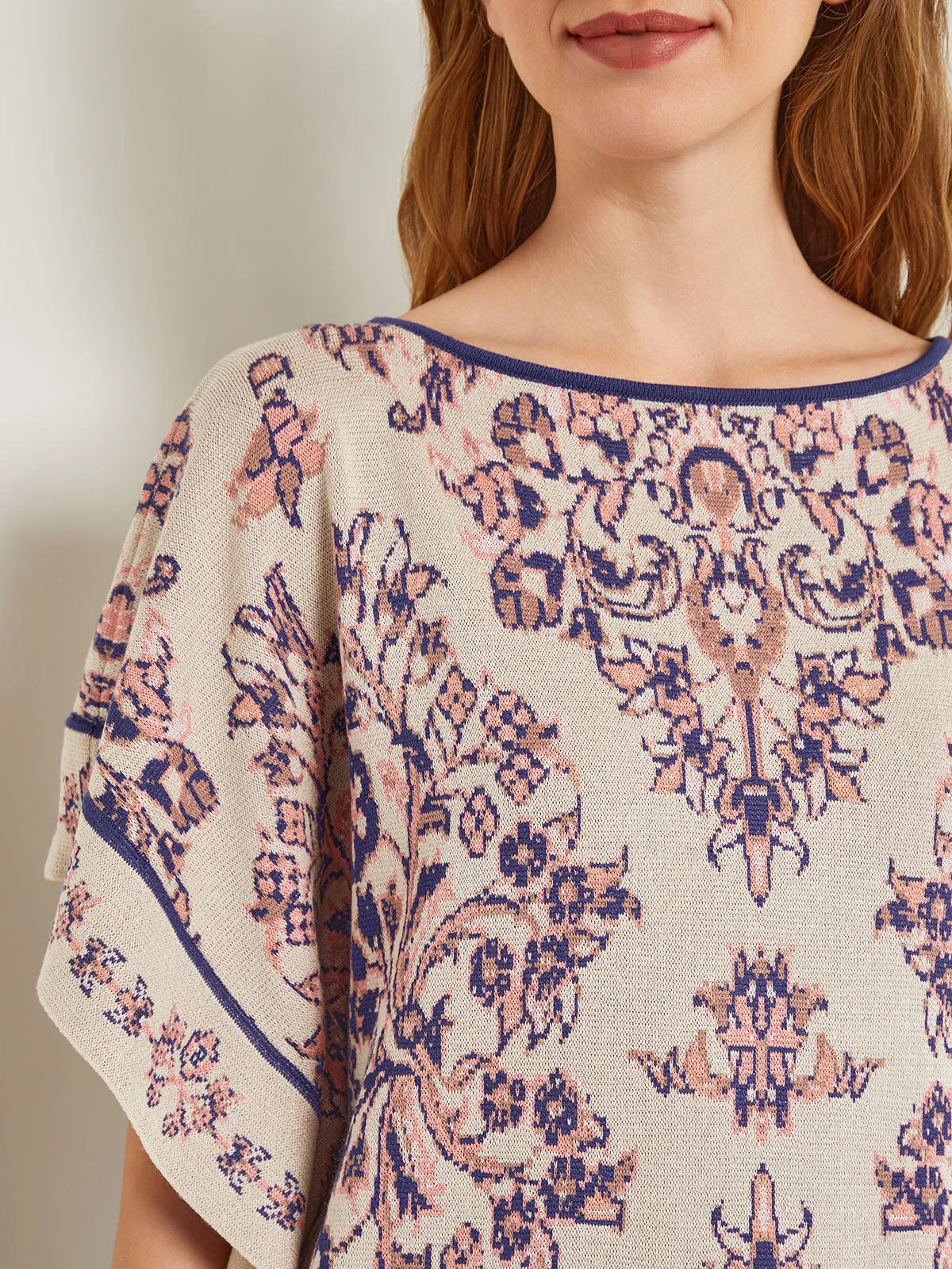 Cape Sleeve Tunic - Soft Jacquard Knit