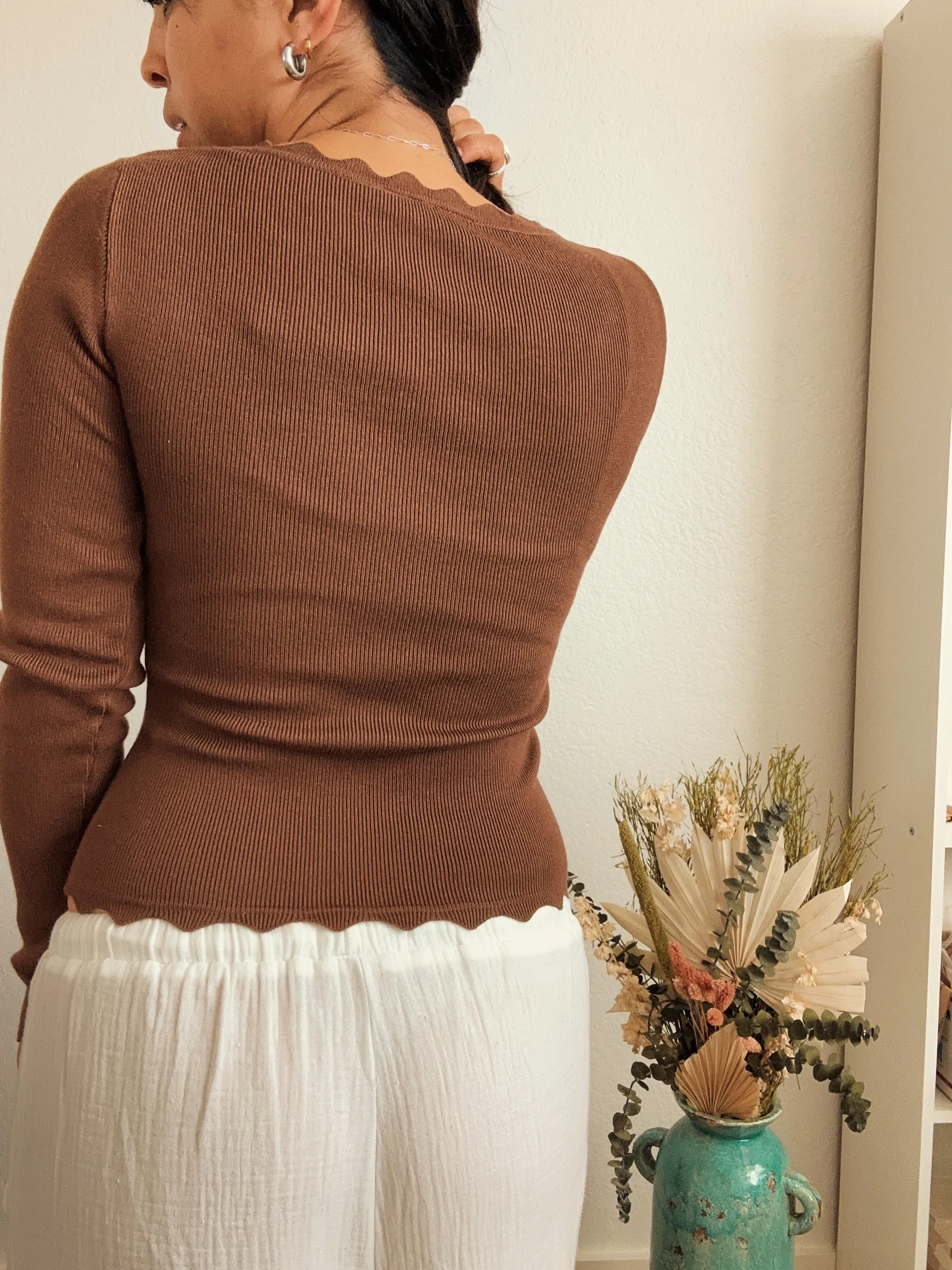 Carlie Chocolate Long Sleeve Top