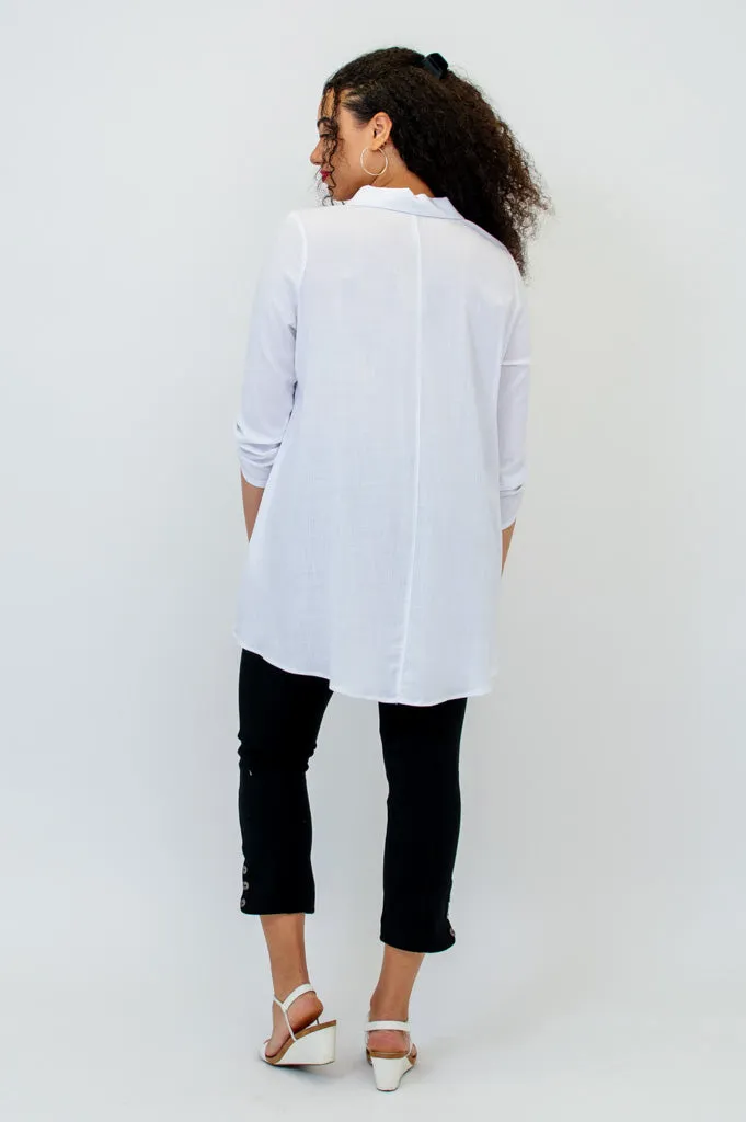 Celine Tunic, White, Linen Bamboo