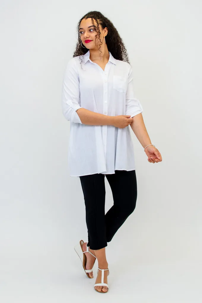 Celine Tunic, White, Linen Bamboo