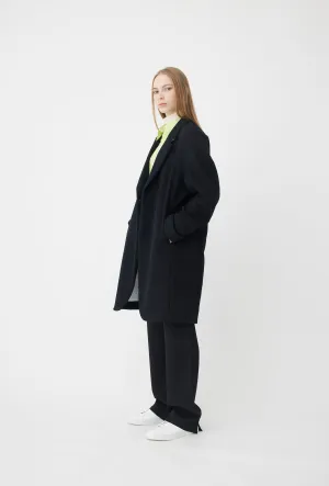 Classic Wool Melton Overcoat in Black