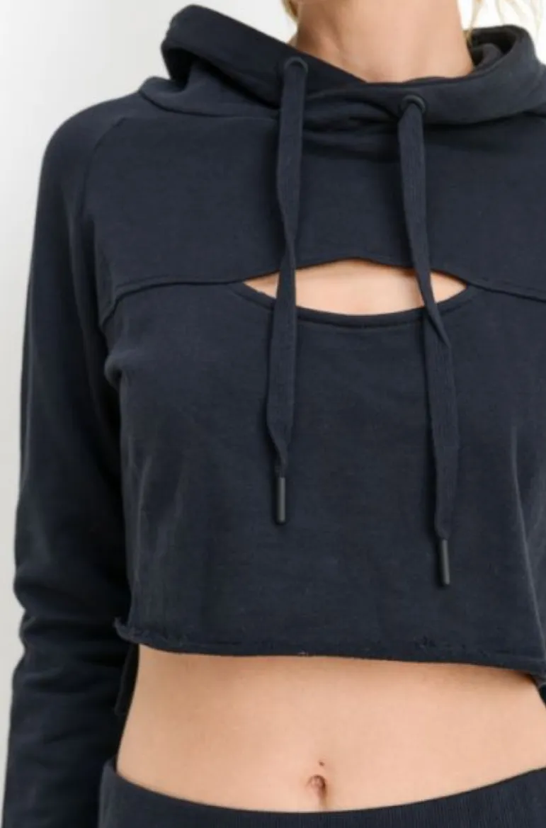 COTTON CROPPED HOODIE