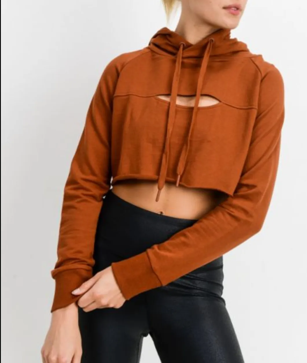 COTTON CROPPED HOODIE