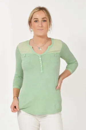 Cotton Jersey Henley Top