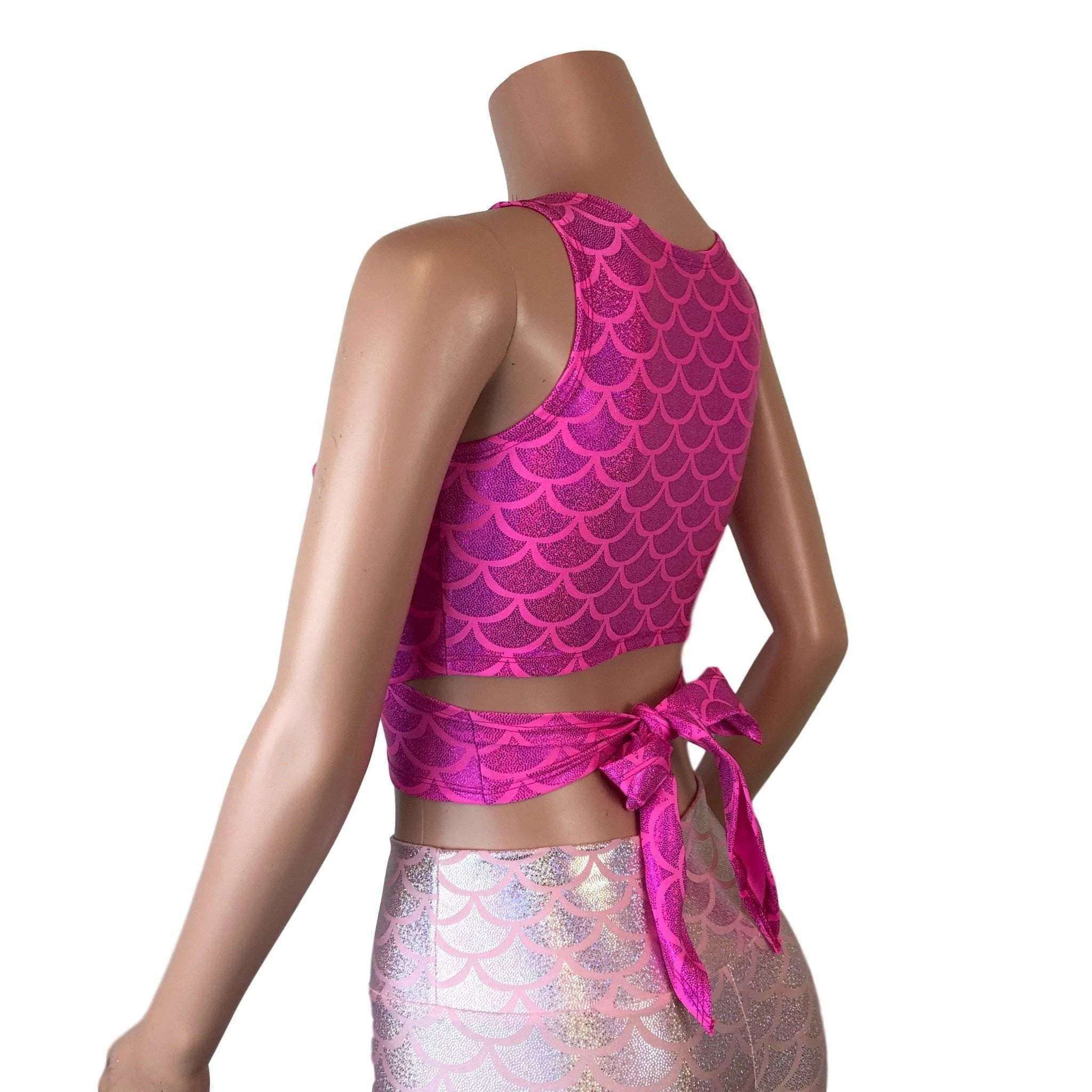 Crop Wrap Top - Hot Pink Mermaid - Choose Sleeve Length