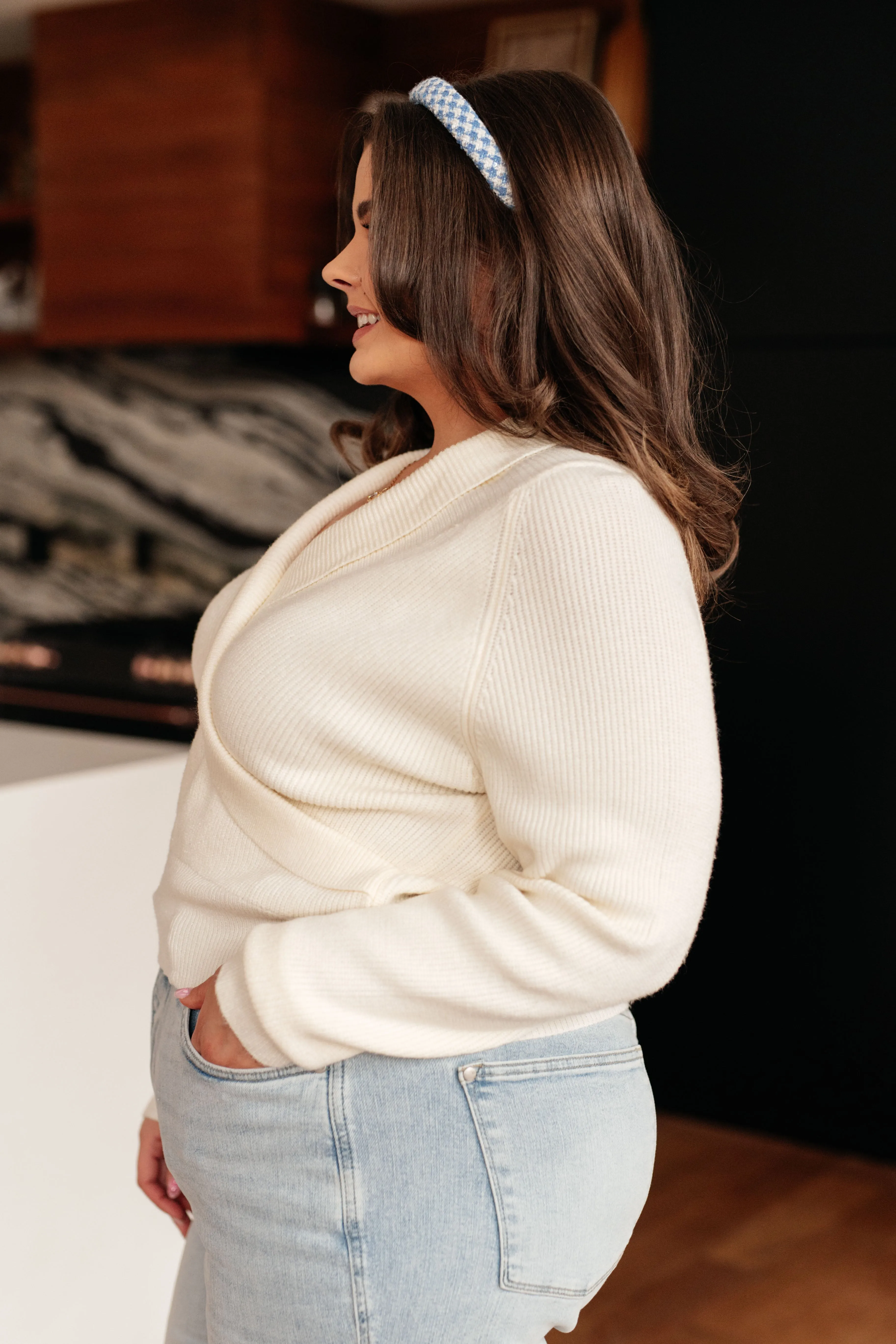 Elaina Surplice Crop Sweater