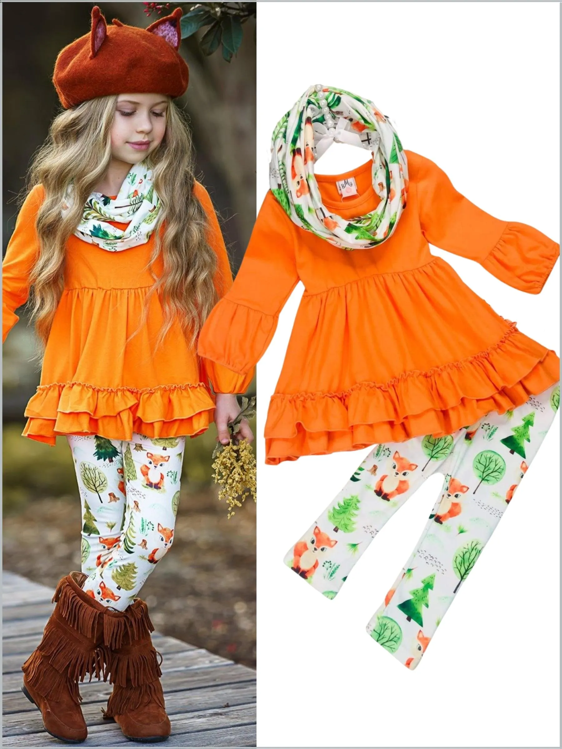 Fall Frolic Tunic, Legging and Scarf Set