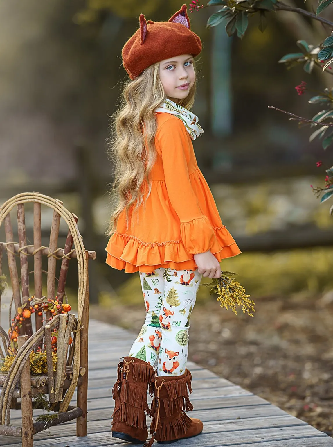 Fall Frolic Tunic, Legging and Scarf Set