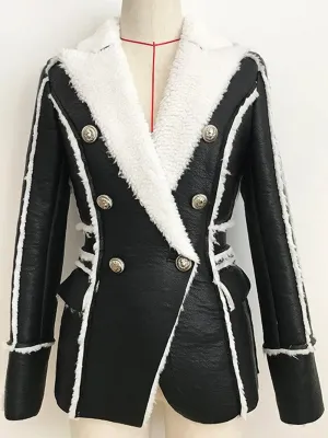 Faux leather and shearling jacket