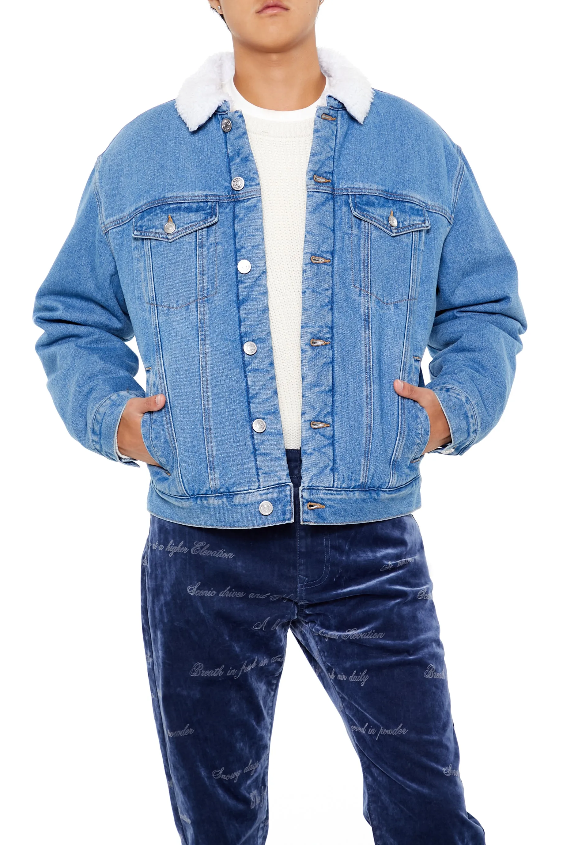 Faux Shearling & Denim Jacket