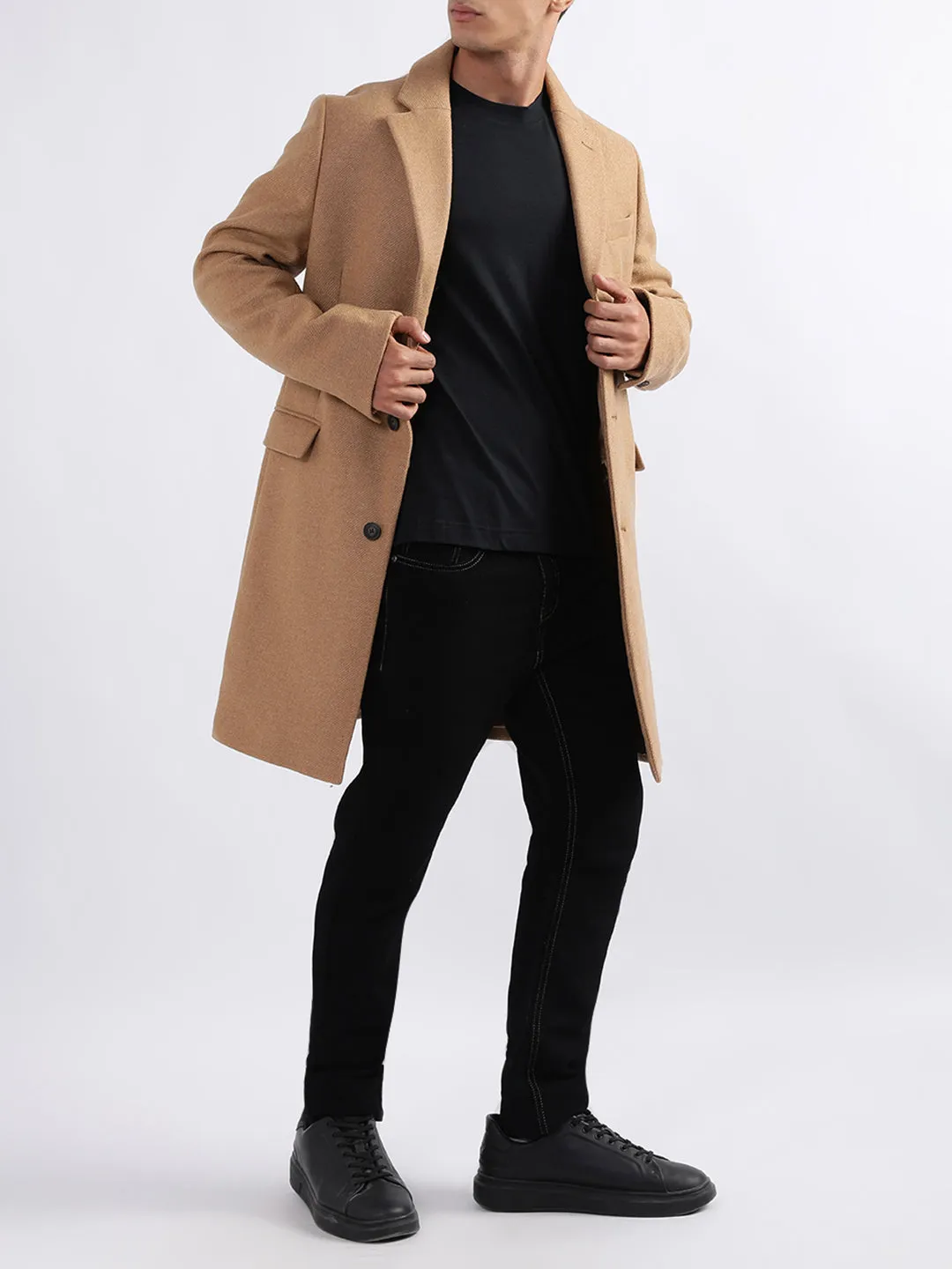 Gant Men Khaki Solid Collar Jacket