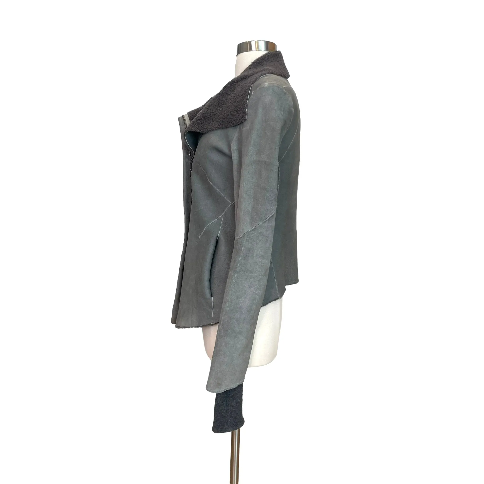 Grey Suede & Shearling Jacket - XS