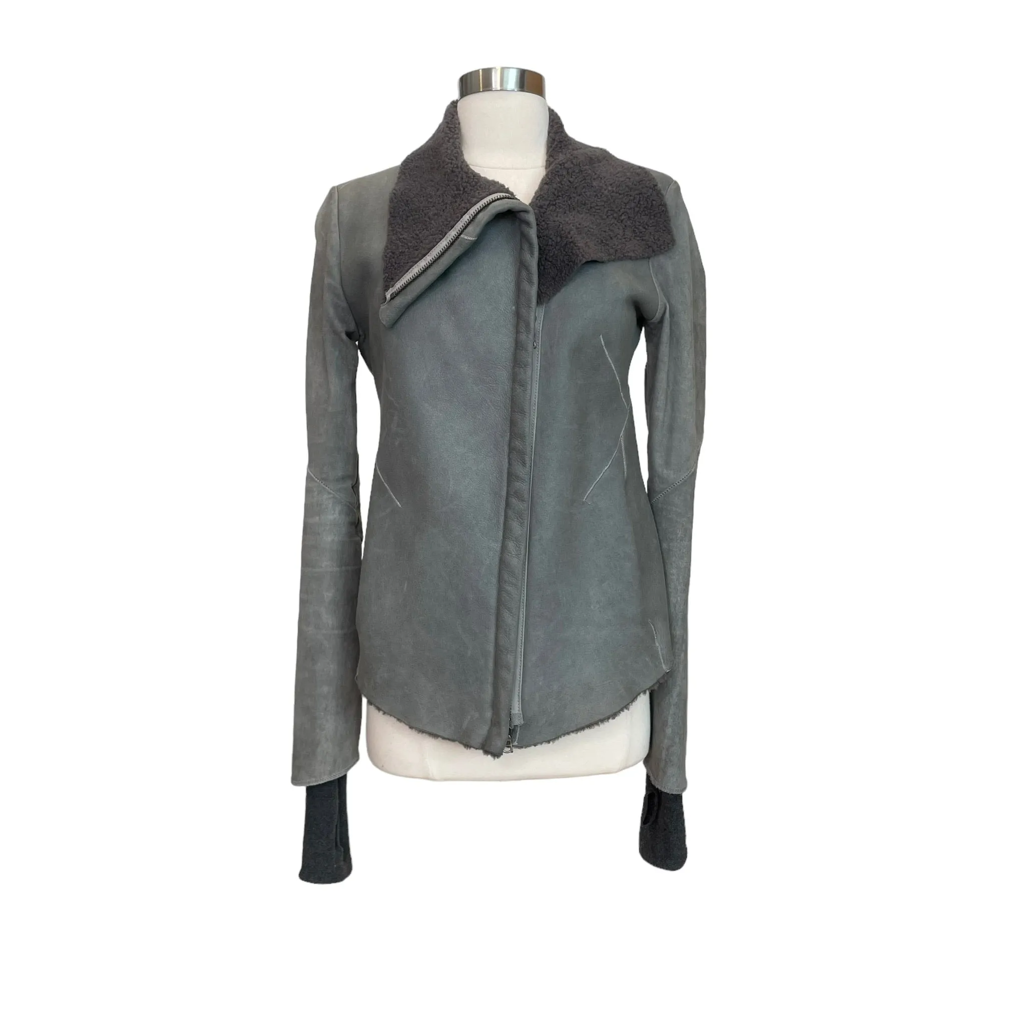 Grey Suede & Shearling Jacket - XS