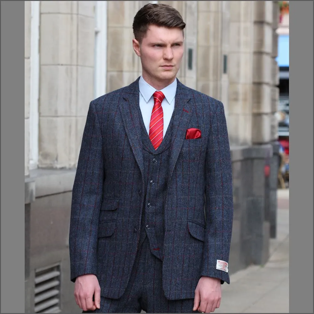 Harris Tweed Blue, Wine Check Jacket>