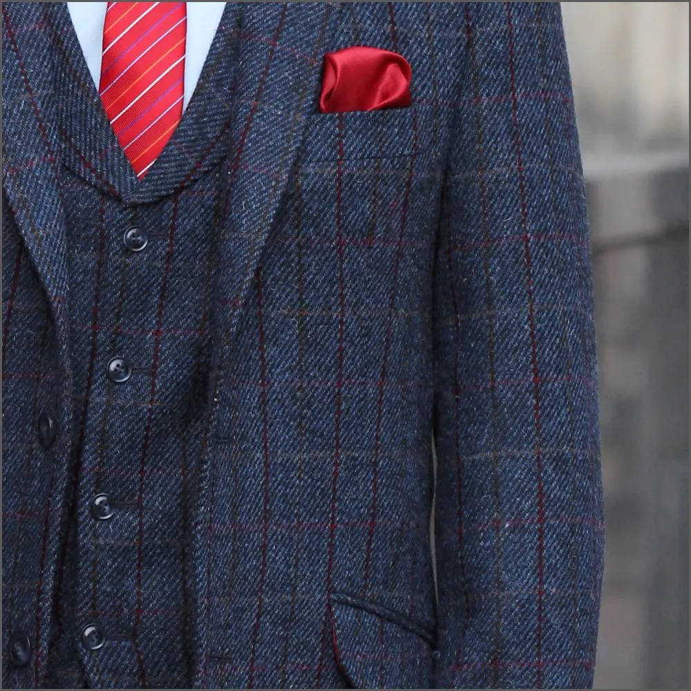 Harris Tweed Blue, Wine Check Jacket>