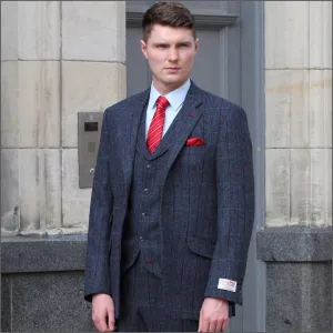 Harris Tweed Blue, Wine Check Jacket>