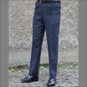 Harris Tweed Blue, Wine Check Trousers--