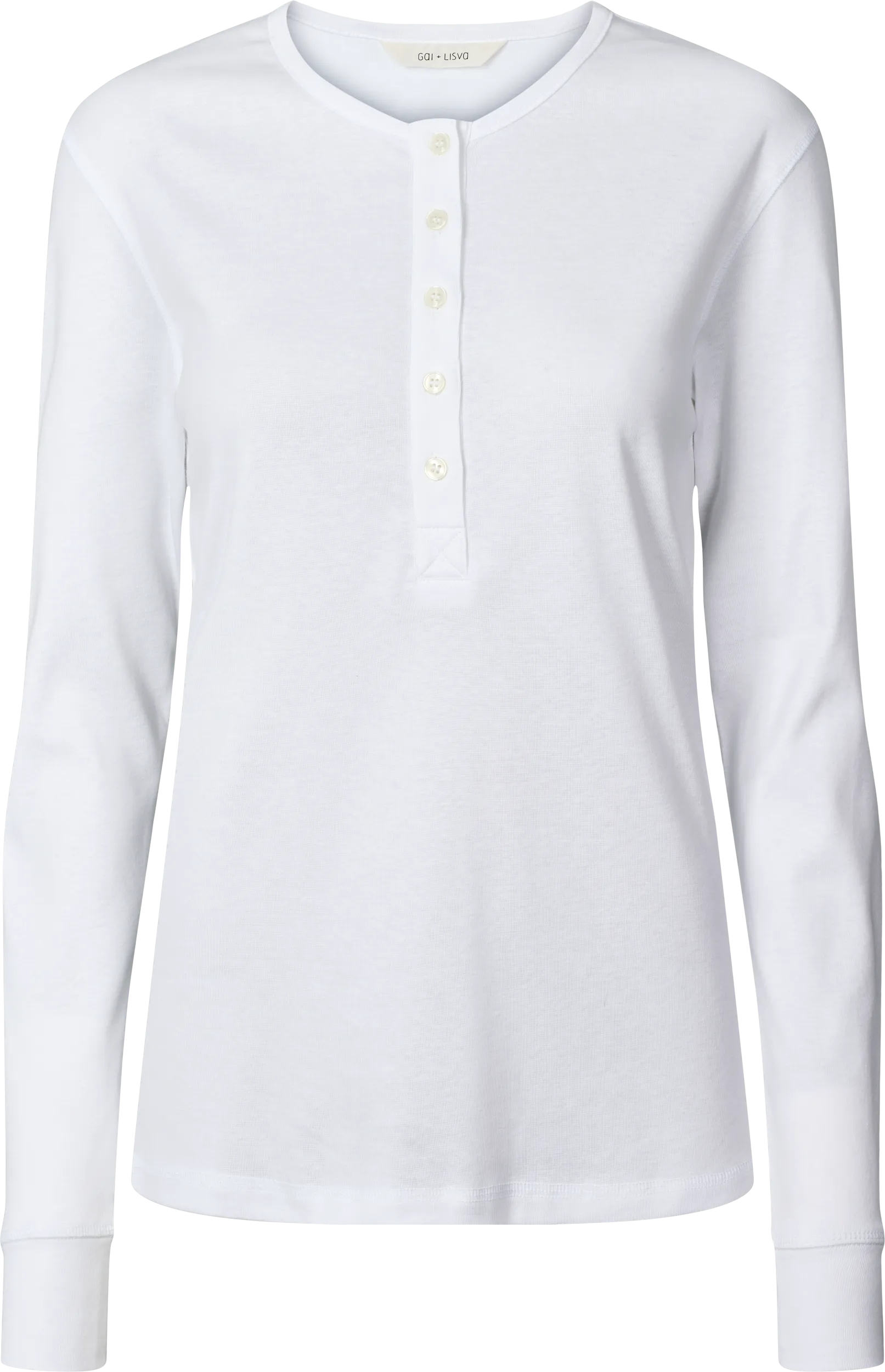 Ida Cotton 1x1 RIB Henley Tee GOTS 243975 - White