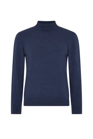 Indigo Cashmere High Neck Jumper