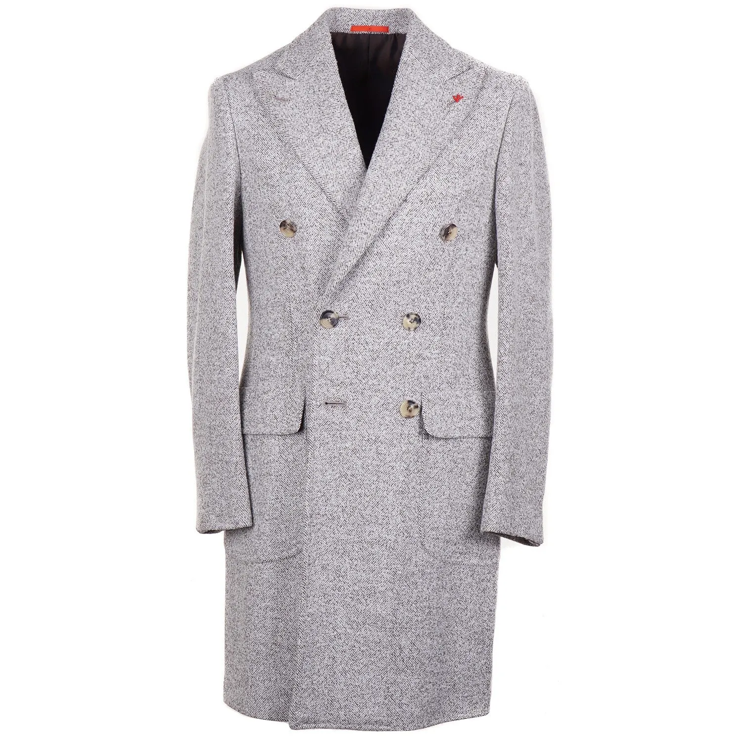 Isaia Soft Herringbone Wool Overcoat