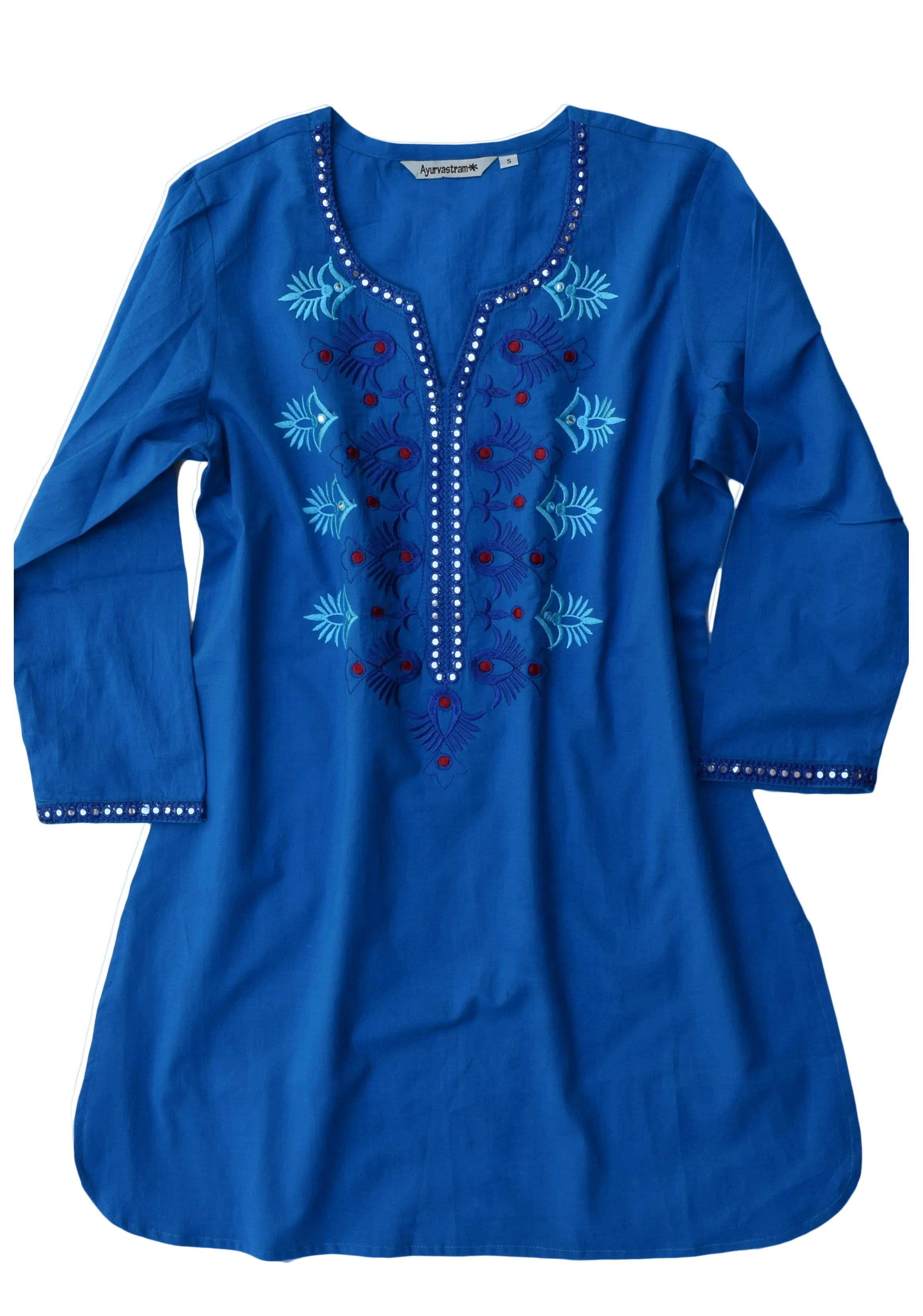 IVY Embroidered Mirror Work Printed Pure Cotton Tunic