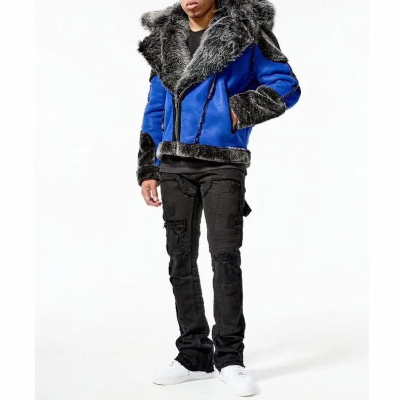 Jordan Craig El Jefe Shearling Moto Jacket (Racer Blue) 91590