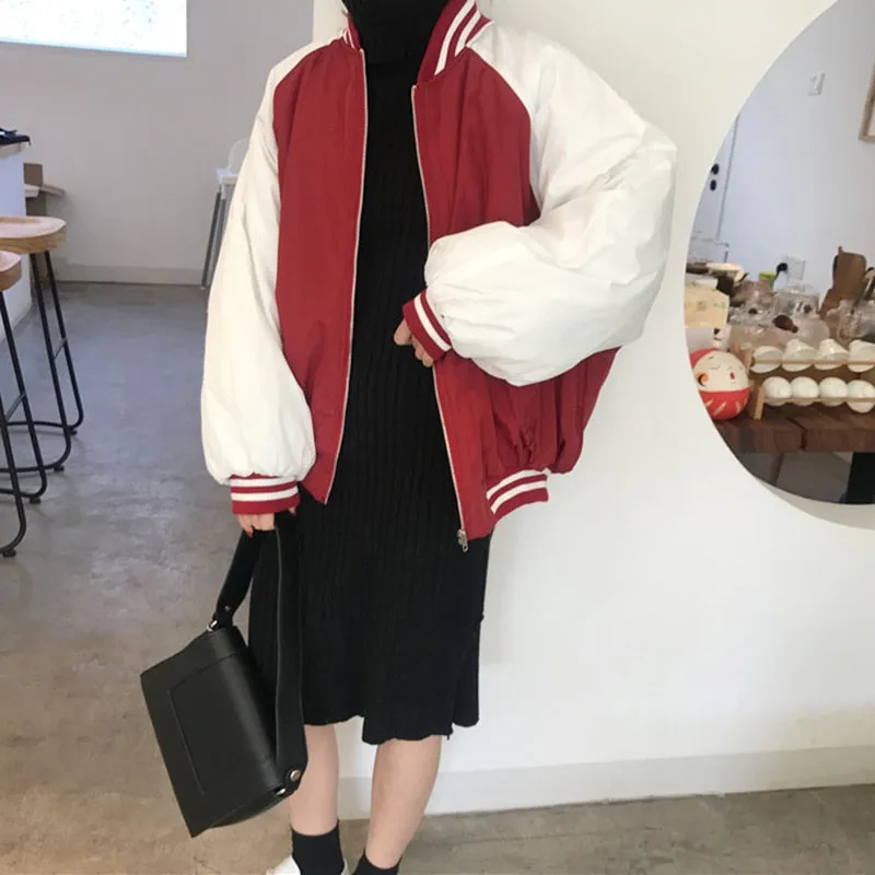 [Korean Style] Kazo Burgandy Bomber Jacket